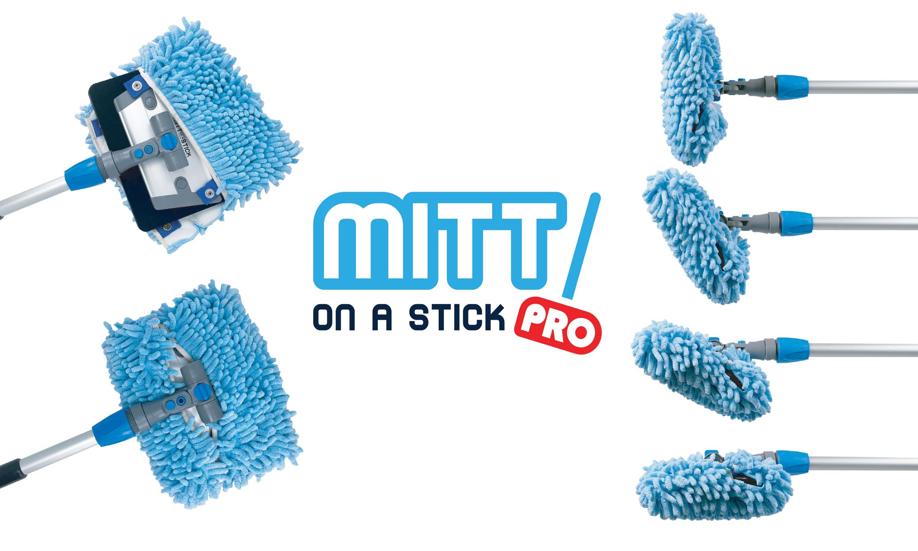 Autofiber Accessory [Mitt on a Stick PRO] Adjustable Wash Tool with 360 Locking Head - Long Pole  (35" to 83")