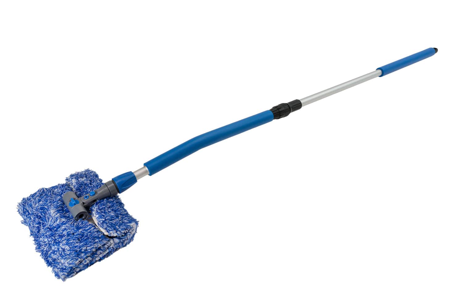 Autofiber Tool Monster Plush - Blue / 3 Piece Sectional With Bend & Long Telescoping Center (65"-79") [Mitt on a Stick PRO] Adjustable Microfiber Wash Brush