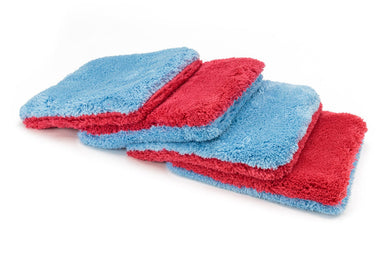 Autofiber Sponge Red/Blue [Flat Out] Microfiber Wash Pad (9"x8") Blue/Gray - 4 pack