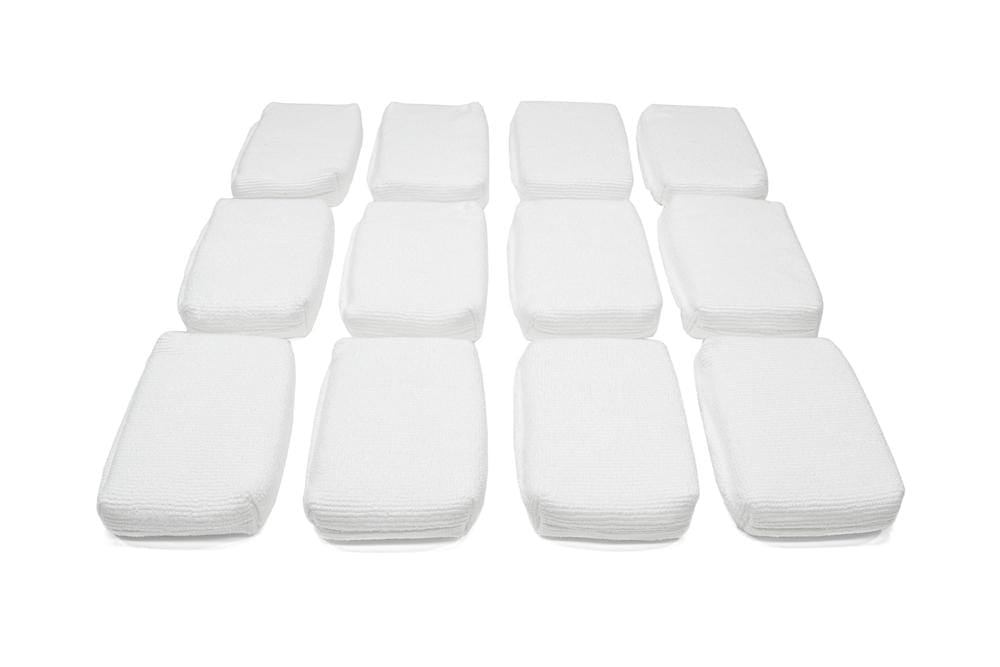 Autofiber Sponge White Thin [Saver Applicator Terry] Microfiber Coating Applicator Sponge with Plastic Barrier  - 12 pack