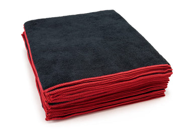 Autofiber Towel Black w/ Red [Utility 400v] Car Wash Microfiber Towel 16"x27" - 20/Vacuum Pack