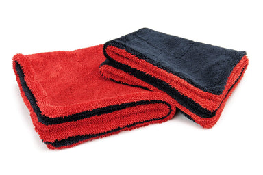 Autofiber Towel Red/Black Dreadnought MAX Jr. - Triple Layer Microfiber Twist Pile Drying Towel (16 in. x 16 in., 1400gsm) - 2 pack